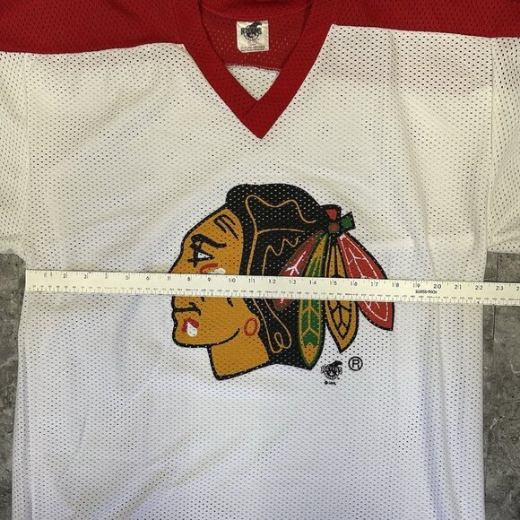 Vintage Chicago Blackhawks Ravens Size XL Jersey Made in Canada Red Black White - Picture 5 of 6